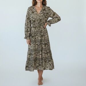 Caroline Constas‎ Tiered Paisley Cotton Maxi Dress Size Large